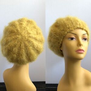 60s Handmade Saffron Mohair Scalloped Beret Mid Century Mod French Girl